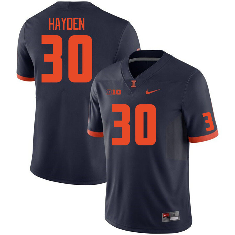 Men #30 Jojo Hayden Illinois Fighting Illini College Football Jerseys Stitched Sale-Navy